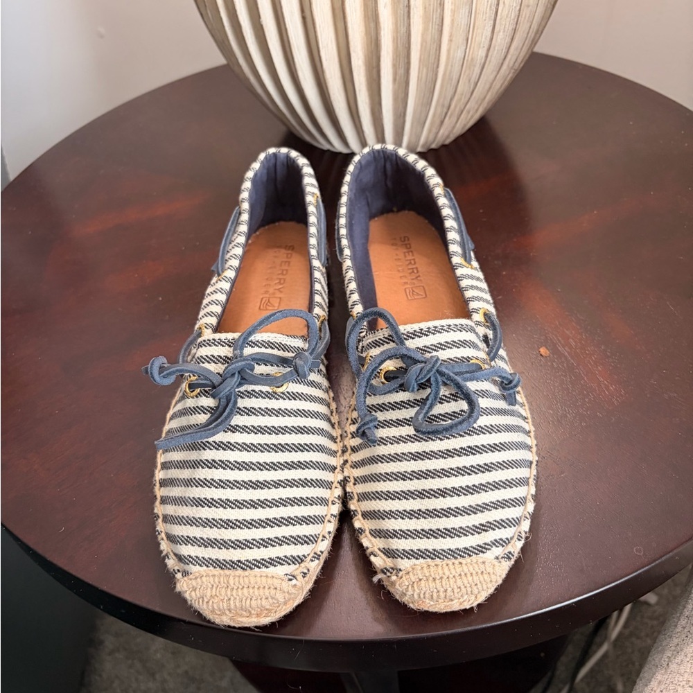 Sperry Blue and White Striped Espadrilles